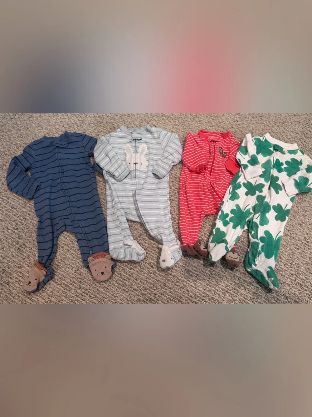 Carter's bundle of 4 footie outfits- 3 months